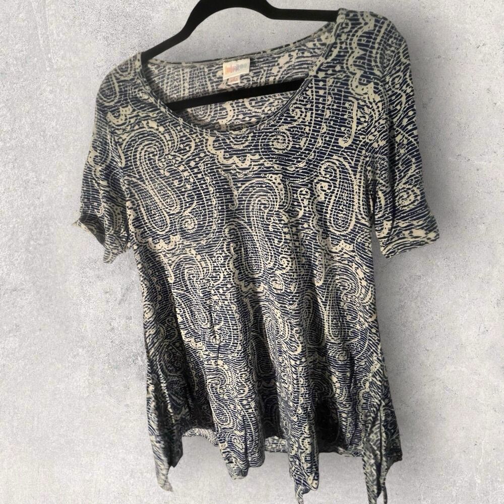 LuLaRoe Perfect T -Small-Blue And White Paisley Print -NWT